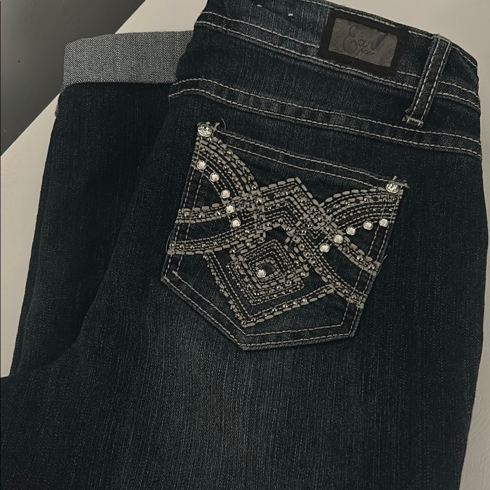 Earl Jeans Silver Ankle Cropped Jeans with Decorative Back Pocket